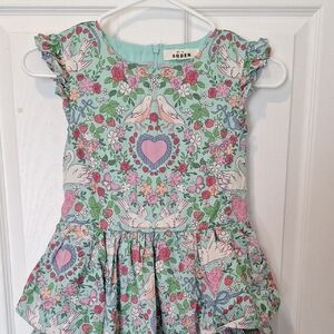 Boden Pastel Floral and Heart Pattern Dress